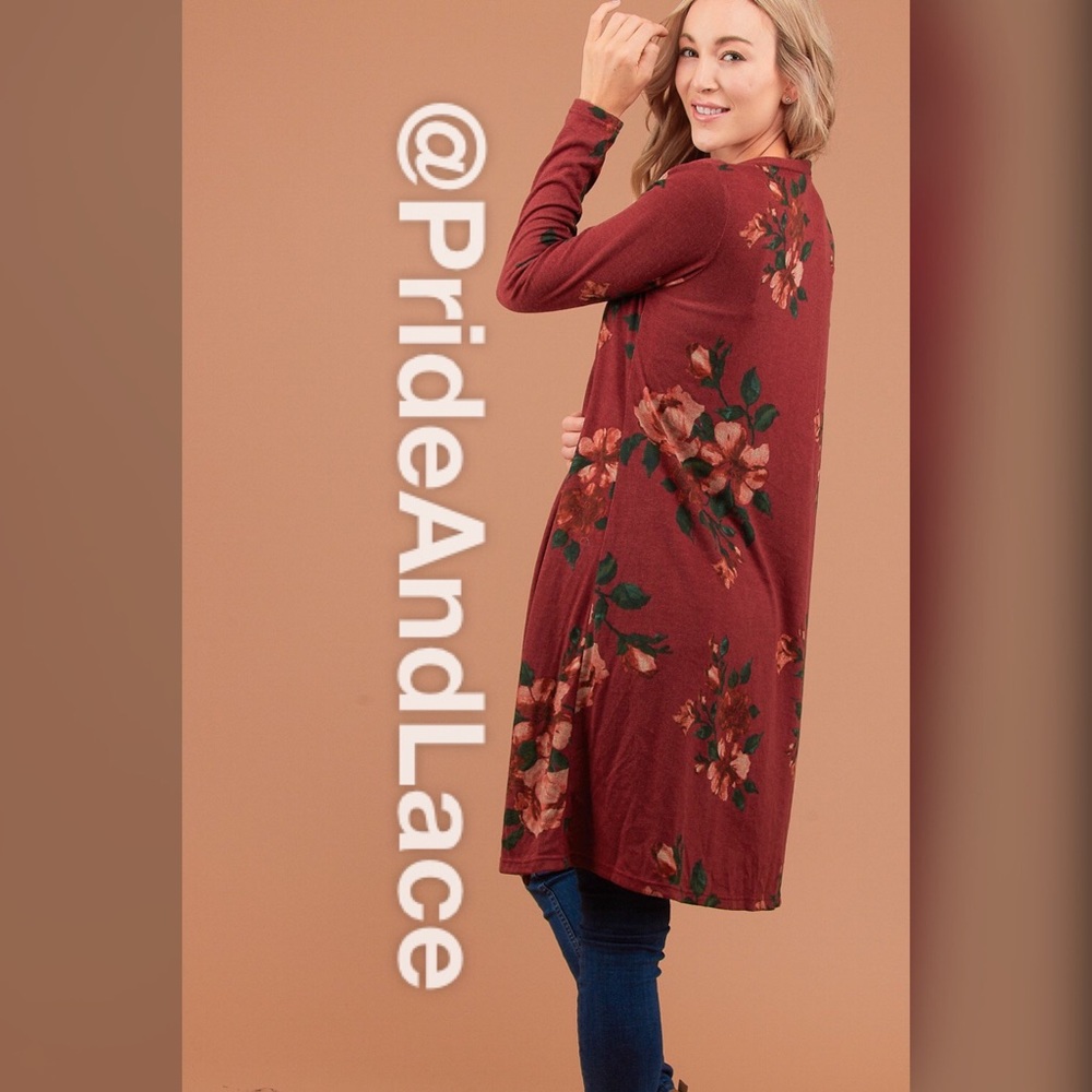 LAST 1 🍂Burgundy Floral Long Cardigan 🍂 - Picture 6 of 6